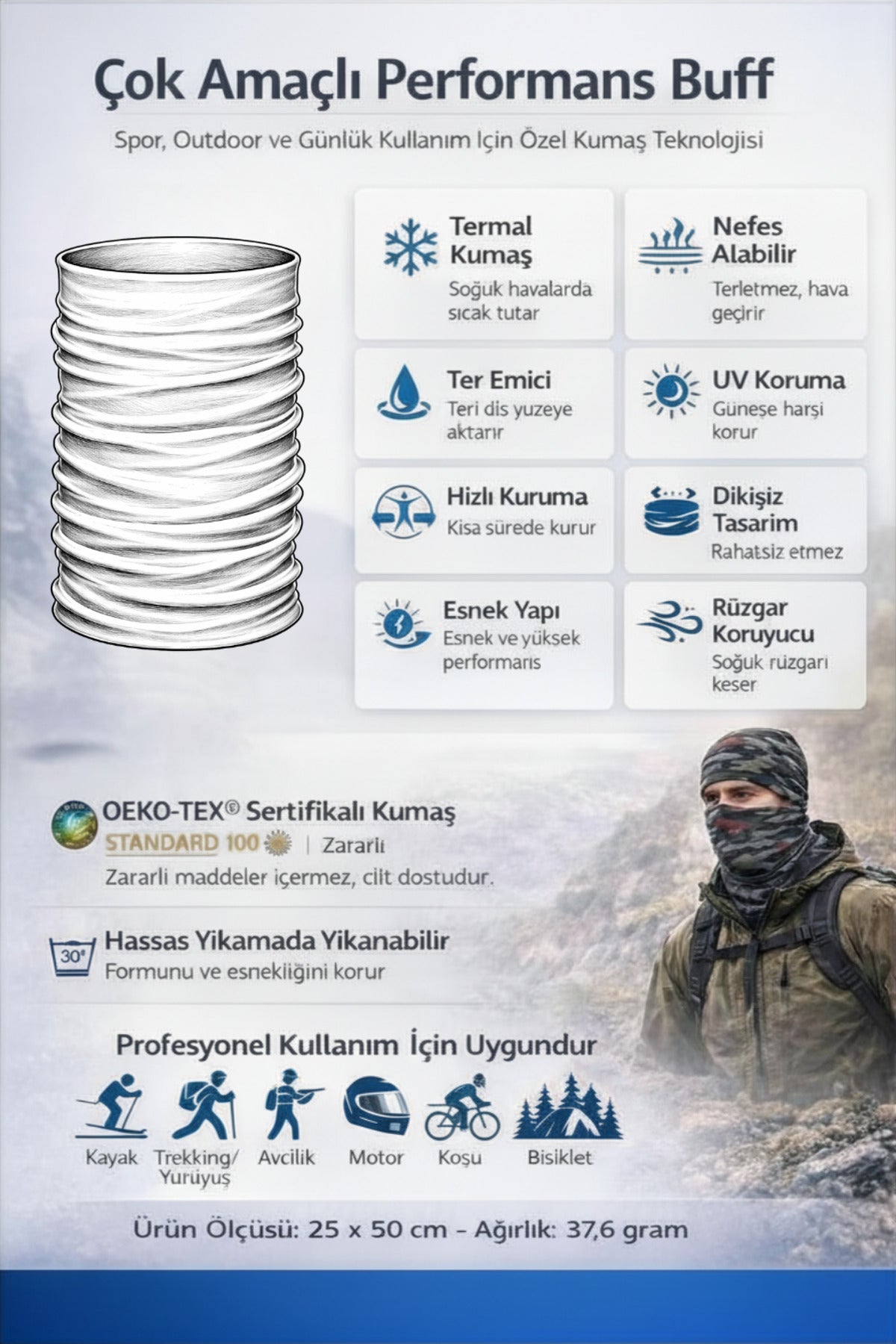 UV Korumalı Termal Buff Boyunluk – Motorsiklet, Bisiklet & Koşu